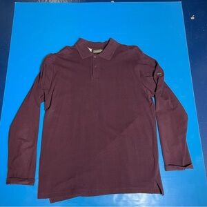 Men's Long-Sleeve Polo Shirt in Burgundy - Casual Tailored Look
